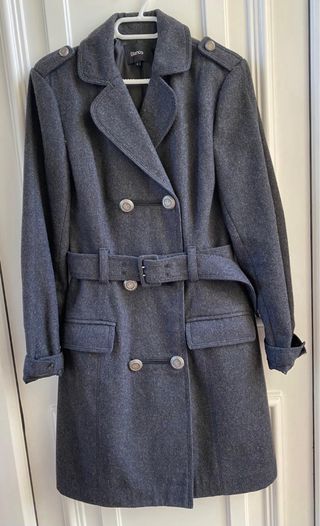 Abrigo Paño Gris Estilo Militar