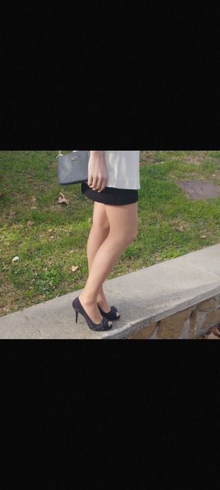 Zapato tacón Zara "ante" negro 39