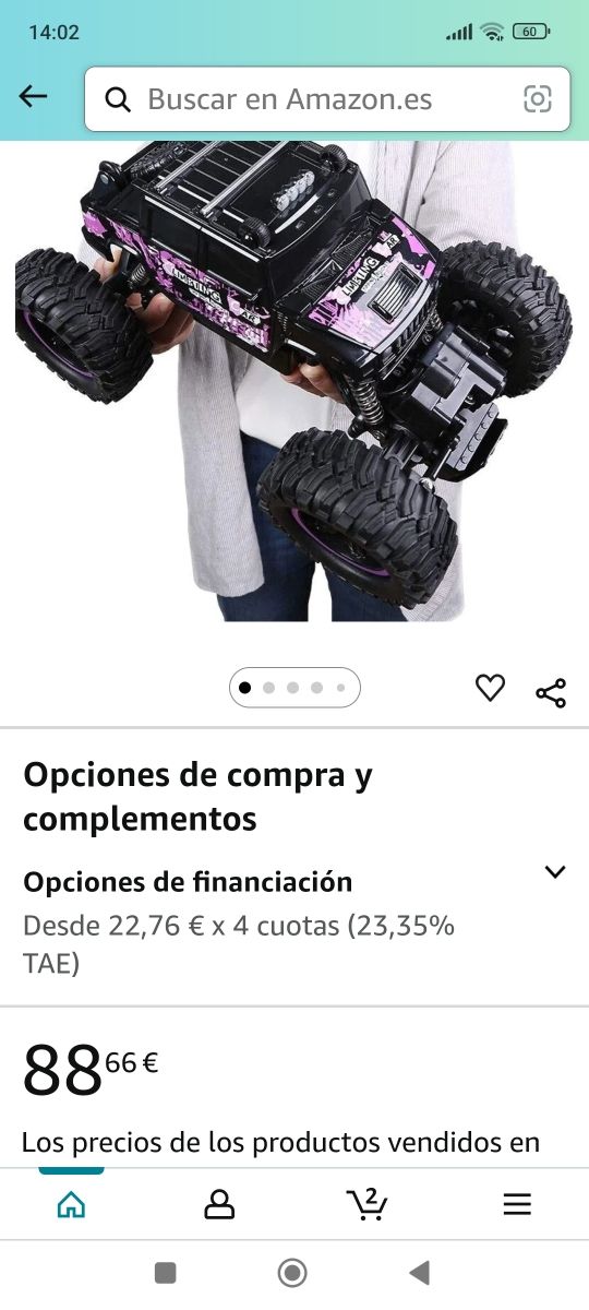 Coche radiocontrol 1:14 monster truck nuevo