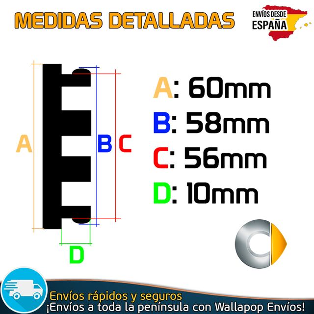 X4 Tapabujes Smart 60mm Emblemas Tapacubos Llantas