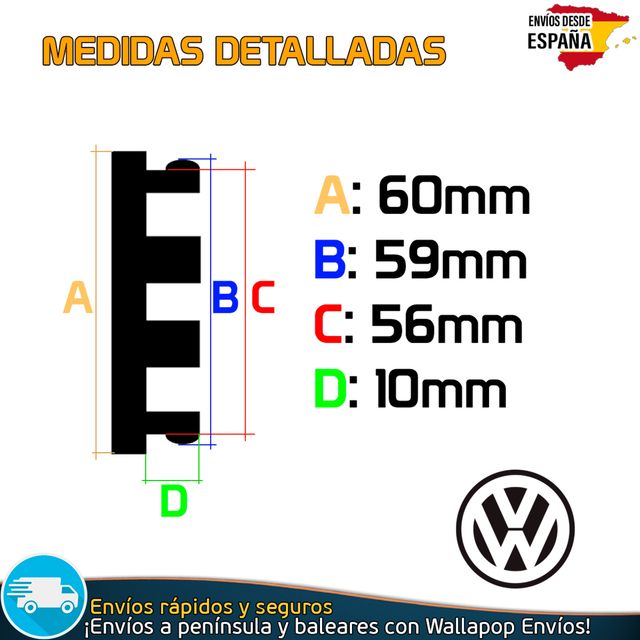 X4 Tapacubos Volkswagen 60mm Cubrebujes Llantas
