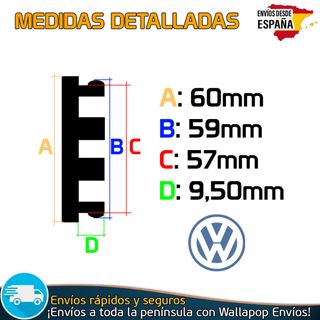X4 Tapabujes Volkswagen 60mm Emblemas Logo Llantas