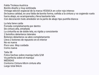 Falda Tirolesa Austriaca Vintage