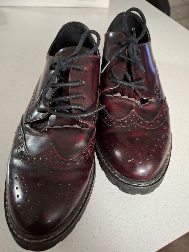 Scarpe stringate stile college bordeaux