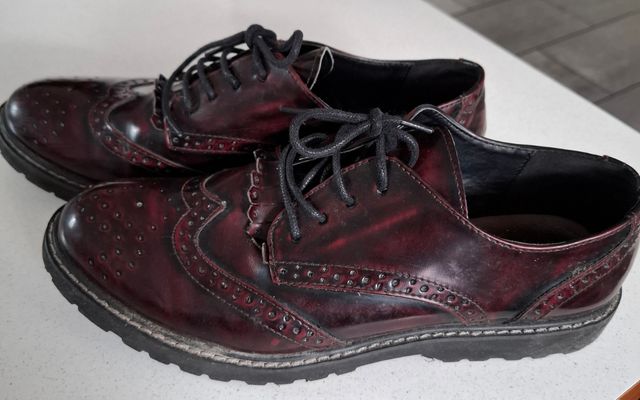 Scarpe stringate stile college bordeaux