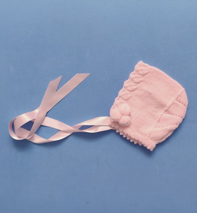 Capota rosa bebé niña lana 0-3 meses