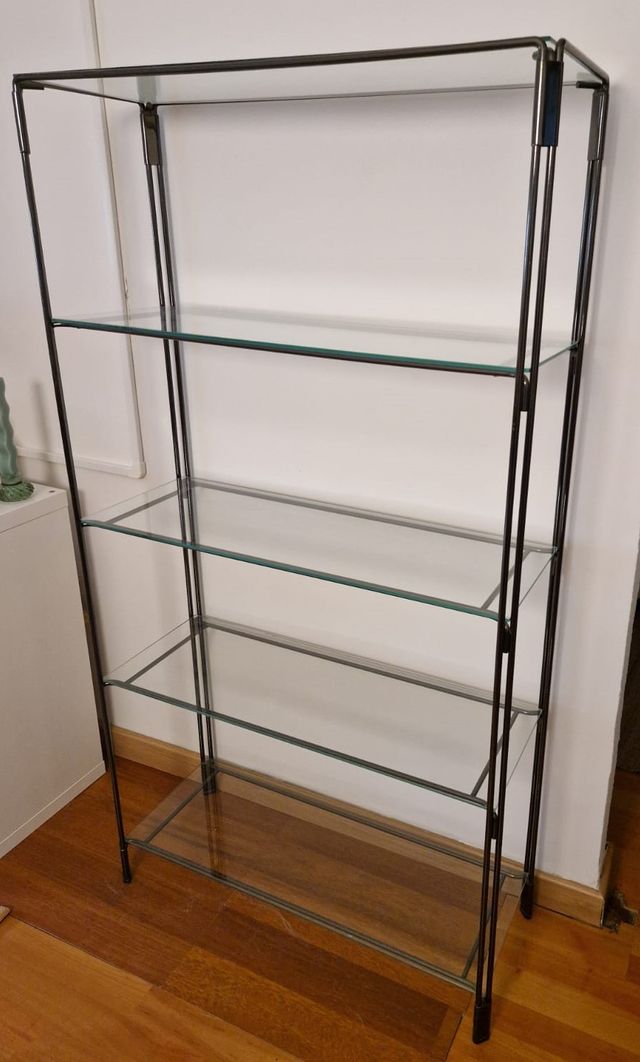 ESTANTERIA de CRISTAL y ACERO con 5 BALDAS