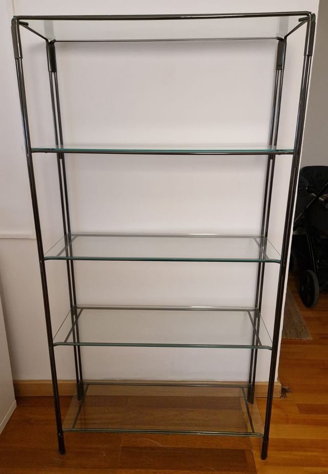 ESTANTERIA de CRISTAL y ACERO con 5 BALDAS