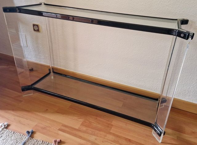 MESA RECIBIDOR de CRISTAL y METACRILATO