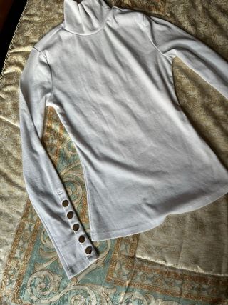 Jersey blanco fino Shein cuello alto talla M
