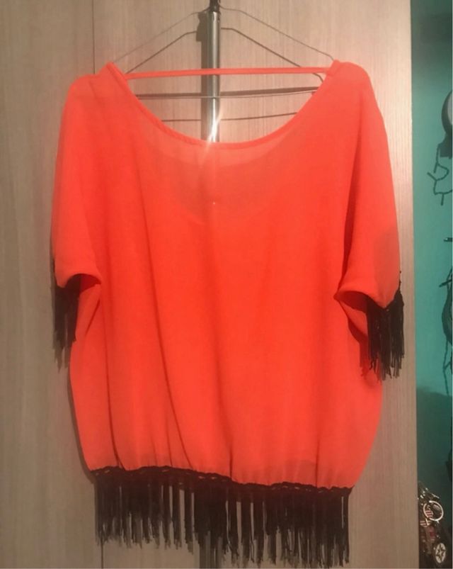 Blusa con frangie taglia unica