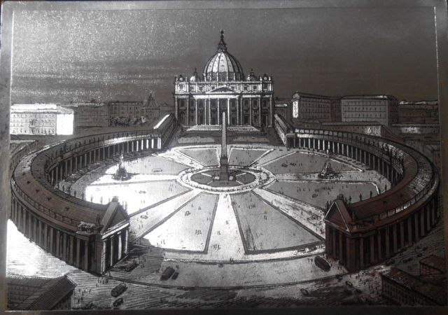 Cartolina Olografica in alluminio ROMA -VATICANO