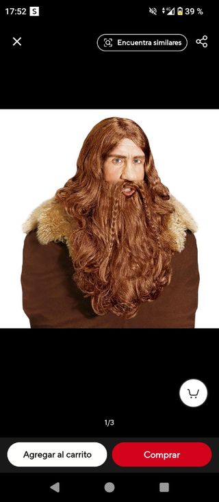 Peluca y barba vikinga pelirroja
