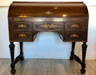 ESCRITORIO CILINDRO ESTILO LUIS XVI DE NOGAL SECRE