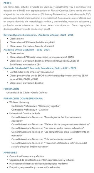 Clases de Ciencias: Matematicas y Quimica