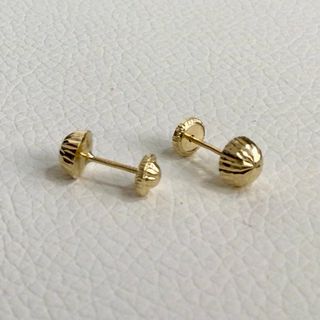 Pendientes niña 1/2 bola tallada oro 18k
