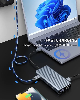 Hub USB C 12 EN 1 100W PD 4K ladron usbc NUEVO 