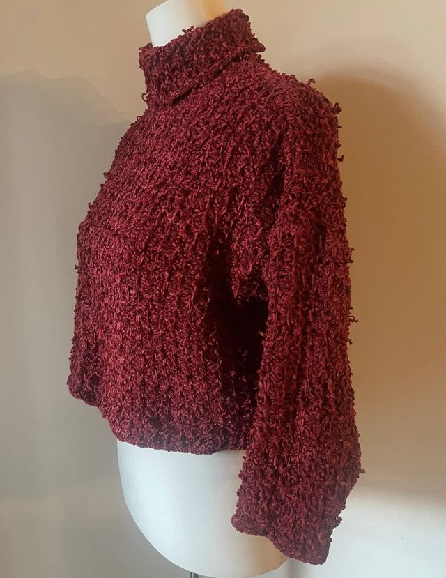 Pullover crop MASCARA borgogna nuovo