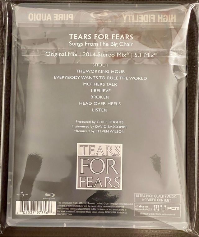 Blu Ray Audio Tears For Fears, Canzoni dai grandi