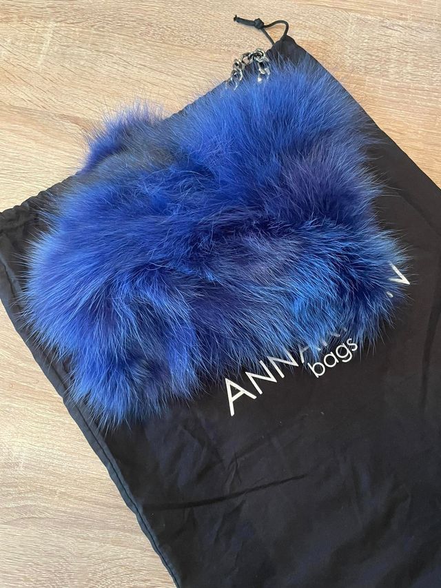 Borsa in pelliccia di VOLPE blu AnnaritaN