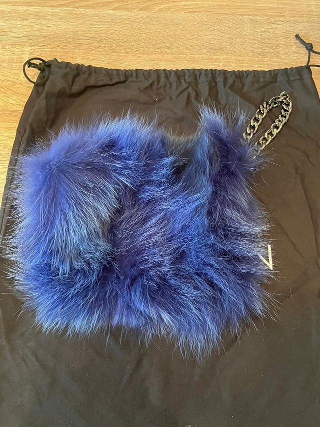 Borsa in pelliccia di VOLPE blu AnnaritaN
