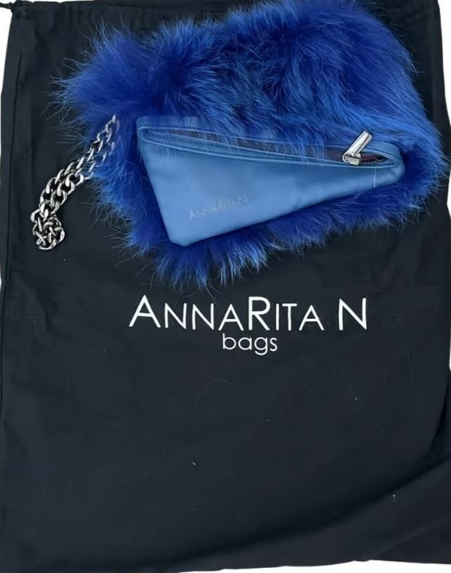 Borsa in pelliccia di VOLPE blu AnnaritaN