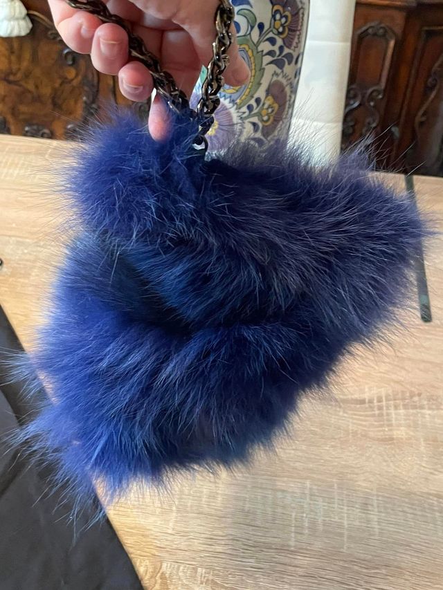 Borsa in pelliccia di VOLPE blu AnnaritaN