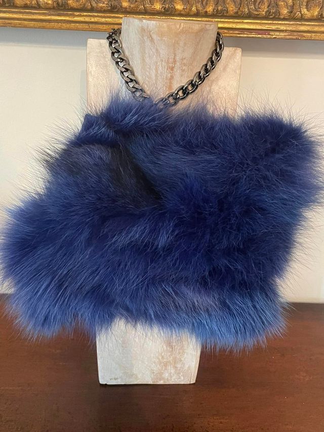 Borsa in pelliccia di VOLPE blu AnnaritaN