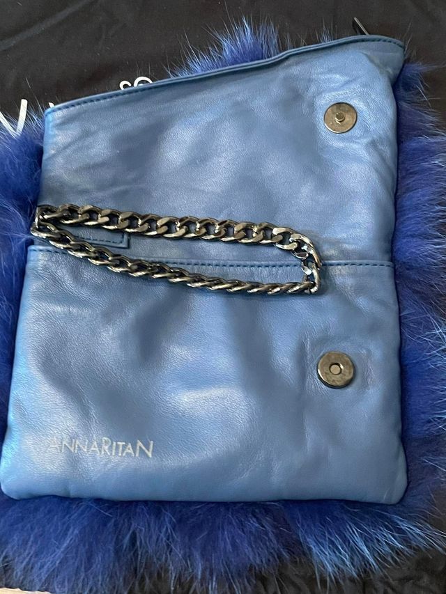 Borsa in pelliccia di VOLPE blu AnnaritaN