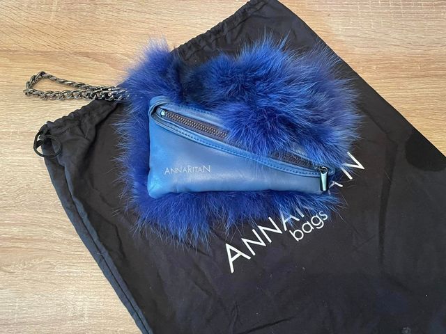 Borsa in pelliccia di VOLPE blu AnnaritaN