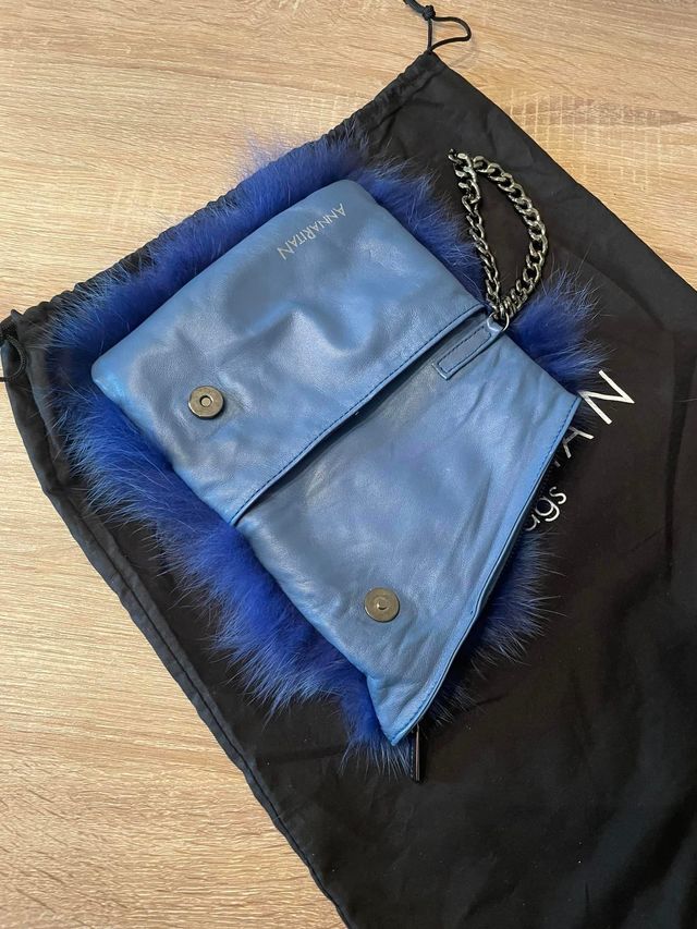 Borsa in pelliccia di VOLPE blu AnnaritaN