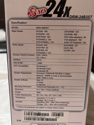 DVD grabador para PC ASUS
