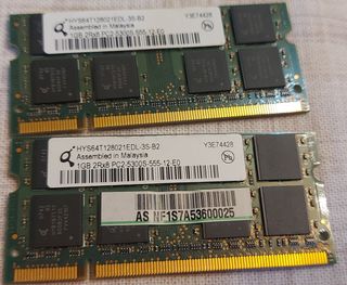 Memorias 1gb sodimm pc2-5300s