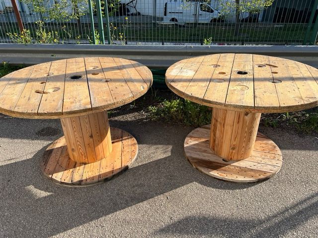 ♻️MESAS BOBINAS CARRETE MADERA CABLE CHILLPALET 🧵‼️