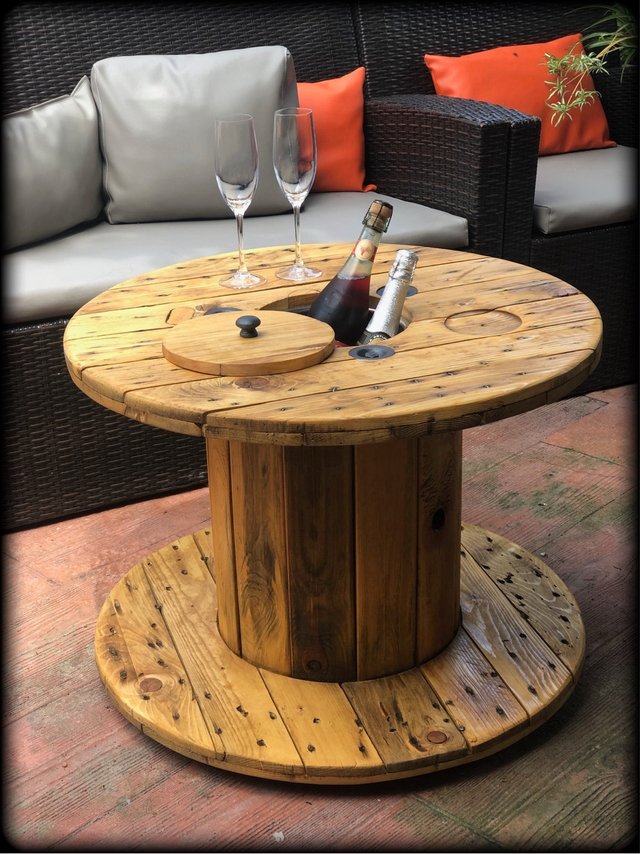 ♻️MESAS BOBINAS CARRETE MADERA CABLE CHILLPALET 🧵‼️