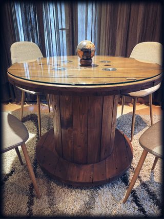 ♻️MESAS BOBINAS CARRETE MADERA CABLE CHILLPALET 🧵‼️