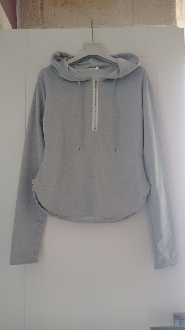 felpa con cappuccio e zip taglia unica