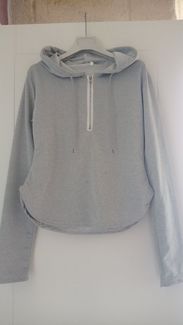 felpa con cappuccio e zip taglia unica