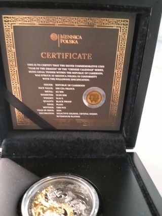 MONEDA DE PLATA 2024 DRAGONES YING YANG. AÑO LUNAR