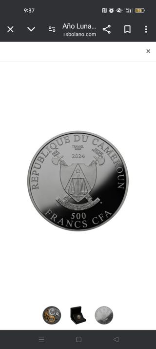 MONEDA DE PLATA 2024 DRAGONES YING YANG. AÑO LUNAR