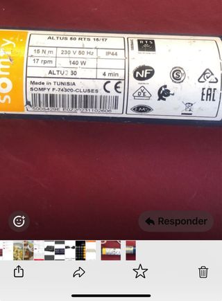 Motors de persiana Modelos SOMFY con mando.