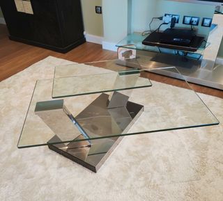 MESA de CENTRO de CRISTAL y ACERO marca Walmer 