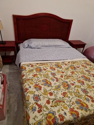 Dormitorio completo madera y mimbre