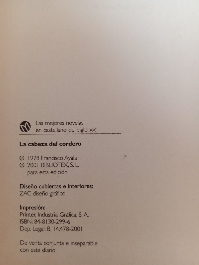 LA CABEZA DEL CORDERO de FRANCISCO AYALA