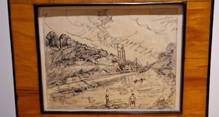 PAISAJE INDUSTRIAL. Carboncillo. Con marco rústico