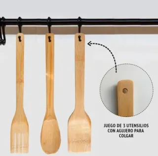 🔻➖60%🔻 Utensilios de Cocina 3 Piezas BAMBÚ