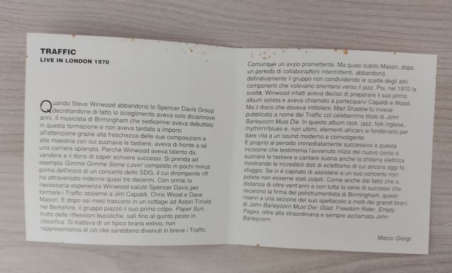 Traffic - Live in London CD