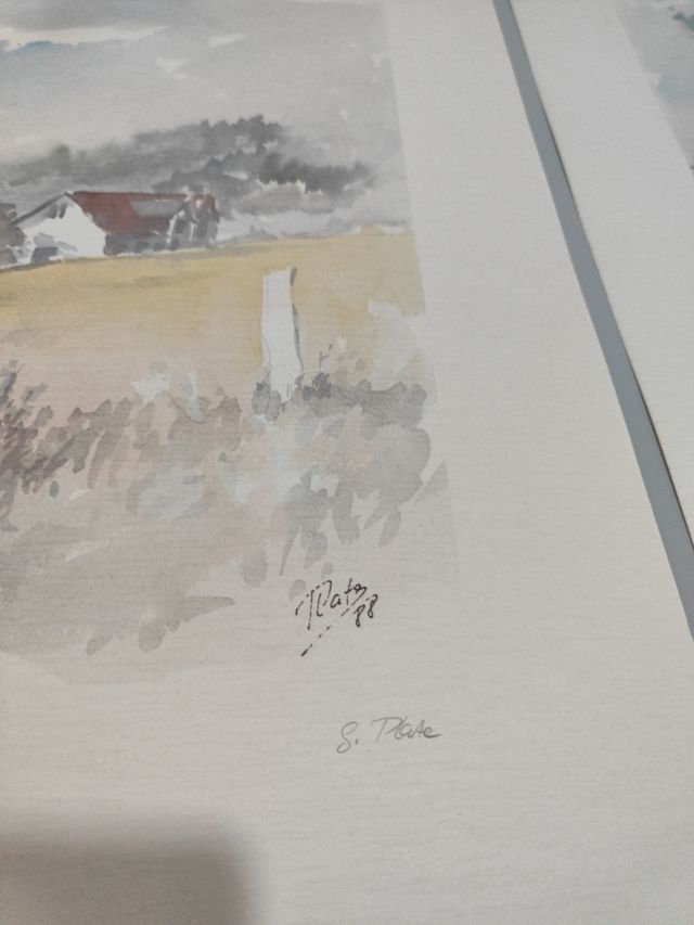 Litografía paisaje, juego de dos