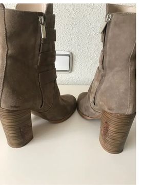Botas/botín chulísimas  zara flecos n38 taupe piel