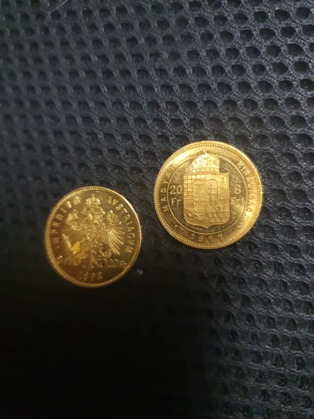 10 pesos de Oro, 20 pesos Calendario Azteca, 20 fr